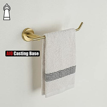 JQK Hand Towel Bar, Brushed Gold Stainless Steel Towel Ring Holder for Bathroom, 9 Inch Wall Mount, TR100-BG - color: Gold, size: 9 Inch (Right)