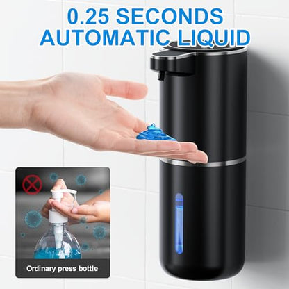 Touchless Automatic Soap Dispenser - 1200mAh Rechargeable | Liquid Soap Dispenser Wall Mount, 4 Adjustable Dispensing Levels for Kitchen & Bathroom