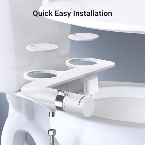 WATERLACE Bidet Attachment for Toilet Seat Sprayer - Non Electric Dual Nozzle with Cold Water - Self Cleaning Toilets Bathroom Spray for Butt Wash - Easy Slim Adjustable Pressure Control Rv Bidets - color: White