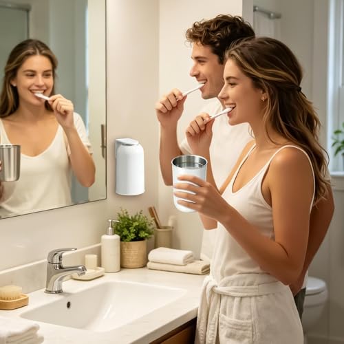 Magnetic Toothbrush Cup 350ml Magnetic Stainless Steel Tumbler | Mouthwash Cup for Home Brushing Rinsing Family Kids Adults