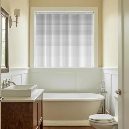 Boho White Gray Striped Small Bathroom Window Curtain 48" Wx48 L | Black Bohemian Geometric, Polyester Waterproof, Machine Washable, Kitchen Dishwasher Cabinet , Easy to Install with 8 Hooks - color: Grey, size: 48"W x 48"L (Pack of 1)