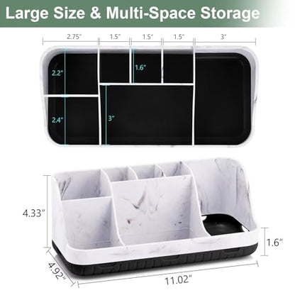 GFWARE Marble Bathroom Countertop Organizer - Detachable 7 Slots Kids Electric Toothbrush and Toothpaste Holde Drainage for Bathroom Accessories Organization Counter Vanity Storage, Black | Detachable 7 Slots Kid Electric Toothbrush and Toothpaste Holder,