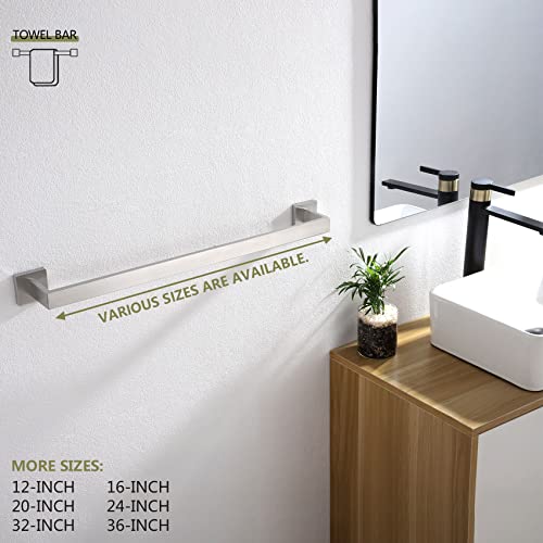 KOKOSIRI 20-Inch Single Towel Bar, Bathroom Kitchen Towel Holder, Wall Mounted SUS304 Stainless Steel Towel Rack, Brushed Nickel, B4003BR-L20 - color: Brushed Steel, size: 20-Inch