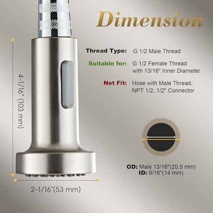 Kitchen Faucet Head Replacement, Pull Down Spray Head with 2 Spray Modes, High Pressure Faucet Sprayer, Universal Sink Spray Head for Kitchen Faucet Replacement, Brushed Nickel Finish - color: Pull-Down Spray Head - Brushed Nickel