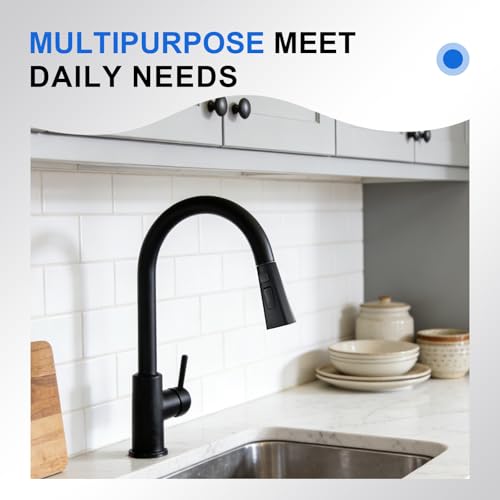 Square Kitchen Faucet Head Replacement Part, G1/2 (13/16" Male Thread) Pull Down Pull Out Sink Sprayer Nozzle, 3-Mode Stream Spray Pause Commercial Utility Tap Spout Only,Matte Black - color: Dual Button Spray Head - Matte Black