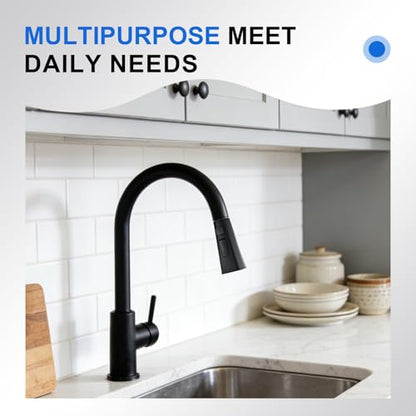 Square Kitchen Faucet Head Replacement Part, G1/2 (13/16" Male Thread) Pull Down Pull Out Sink Sprayer Nozzle, 3-Mode Stream Spray Pause Commercial Utility Tap Spout Only,Matte Black - color: Dual Button Spray Head - Matte Black