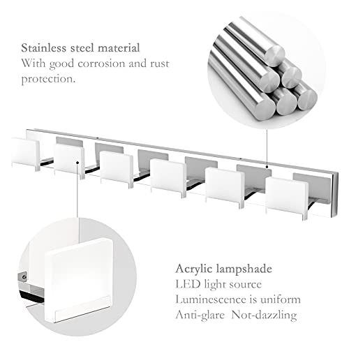 Ralbay LED Modern Vanity Light 6 Light Bathroom Vanity Lights Acrylic Stainless Steel Bathroom Vanity Lighting Fixtures - color: Chrome, size: 6-Light