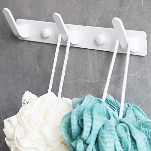 3 Hooks Matte White Bathroom Towel Hooks Mounted Wall Adhesive Heavy Duty Farmhouse Bath Coat Stick on Rack Hat Wall Hook Sticky White Kitchen Robe Rack Coat Hook White 3 Hooks Rack Towel for Bathroom - color: White, size: 9.25*1.18*1.38 inch（3hooks）