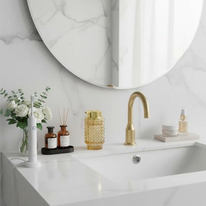 Foaming Soap Dispenser, Amber Glass Foam Soap Dispenser with Gold Pump, 12 Oz Refillable Bathroom Lotion Container Pump Bottle for Bathroom Kitchen Countertop - color: Amber