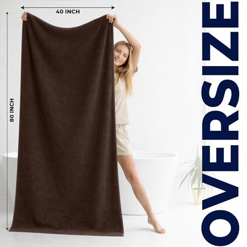 DAN RIVER Pack of 1 Oversized Bath Sheet, 40 x 80 Inches, Brown | 100% Cotton Jumbo Bath Towel with Extra Large Coverage, Lightweight Feel, Super Soft & Quick Dry - color: Brown, size: 40x80" Oversized Bath Sheet