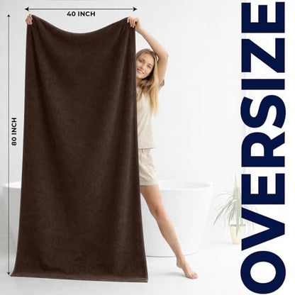 DAN RIVER Pack of 1 Oversized Bath Sheet, 40 x 80 Inches, Brown | 100% Cotton Jumbo Bath Towel with Extra Large Coverage, Lightweight Feel, Super Soft & Quick Dry - color: Brown, size: 40x80" Oversized Bath Sheet