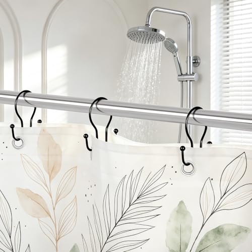 Resze 12PCS Shower Curtain Hooks, Sturdy Metal Black Shower Curtain Rings | Glide Roller Double Shower Hooks, Rust Proof Anti-Drop Curtain Hooks, Smooth Sliding Rings for Bathroom Shower Rods Curtains - color: Black