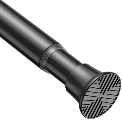Spring Tension Curtain Rod 30-62 Inch Black Shower Curtain Rod 1pcs | Adjustable Curtain Rods No Dilling Spring Curtain Tension Rod Extendable Tension Rods for Windows Bathroom Doorway Kitchen - color: black, size: 30-62 inch-1pc
