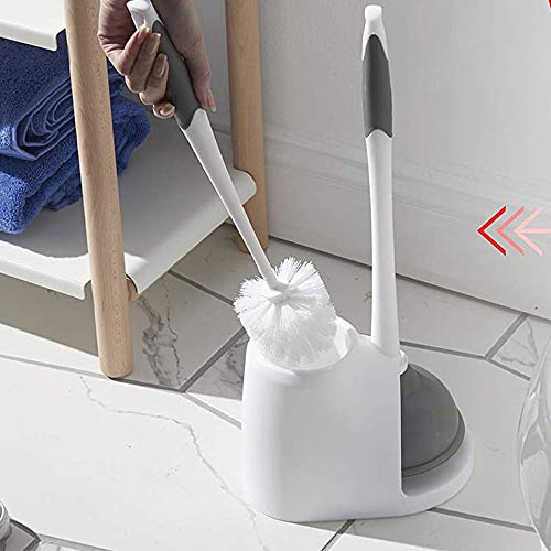 Clorox Toilet Plunger and Brush Bowl Set with Holder Caddy Storage for Cleaning Bathroom and Unclogging Toilets, White and Gray - size: 1-Pack