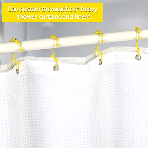 Shower Curtain Hooks,304 Stainless Steel Shower Rings for Bathroom,Double Glide Shower Hooks for Bathroom Shower Curtain Rods Curtains,Set of 12 Hooks,Yellow（Shower Curtain Hooks Style A ） - color: Yellow（shower Curtain Hooks Style a ）