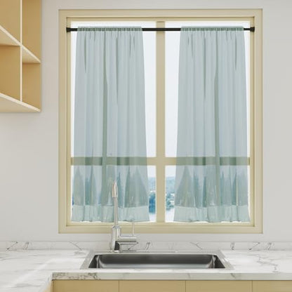 Spring Tension Curtain Rod 28-48 Inch, 6 Pack Tension Rods, Black | No Drill, PVC Anti-Slip Caps, Rust Resistant, Stylish, Cost Effective, Fits Window Kitchen Curtain Doorway Bathroom Closet - color: Black, size: 28-48 inch-6Pack