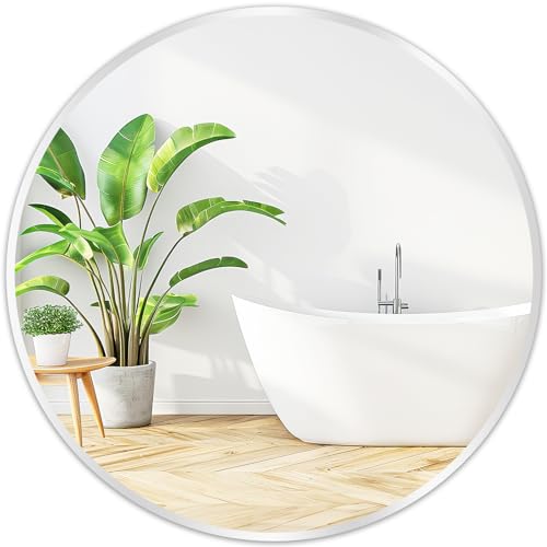 Fabuday Silver Circle Mirror for Wall 20 inch - Round Mirror for Bathroom, Entryway, Living Room, Hallway, Bedroom Decor, Small Matte Frame Mirrors - color: Silver, size: 20"L x 20"W