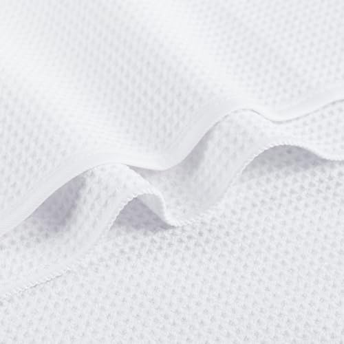 MICROFI Waffle Weave Bath Towel Set, Microfiber, 4 Pieces (Body/Hair/Hand/Face), Quick Dry, Lightweight, Super Absorbent, Lint Free, 380 GSM (White) - color: White