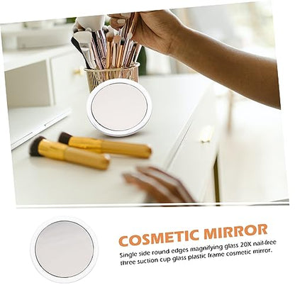 Suction Cup Vanity Mirror Dispenser Makeup Mirror Lights Bathroom LED Mirror Makeup Brush Holder LED Vanity Light Kit Lighted Magnifying Mirror Bathroom Makeup Mirror Plastic White