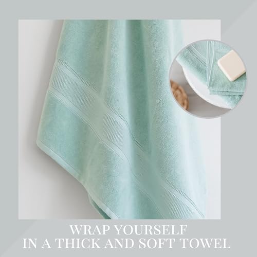 Luzia 8 Piece Bathroom Towel Set - 100% Turkish Cotton, Premium Quality - 2 Bath Towels 2 Hand Towels and 4 Washcloths - Glacier Green - color: Glacier Green