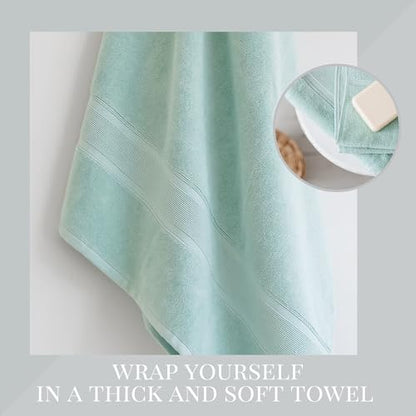 Luzia 8 Piece Bathroom Towel Set - 100% Turkish Cotton, Premium Quality - 2 Bath Towels 2 Hand Towels and 4 Washcloths - Glacier Green - color: Glacier Green