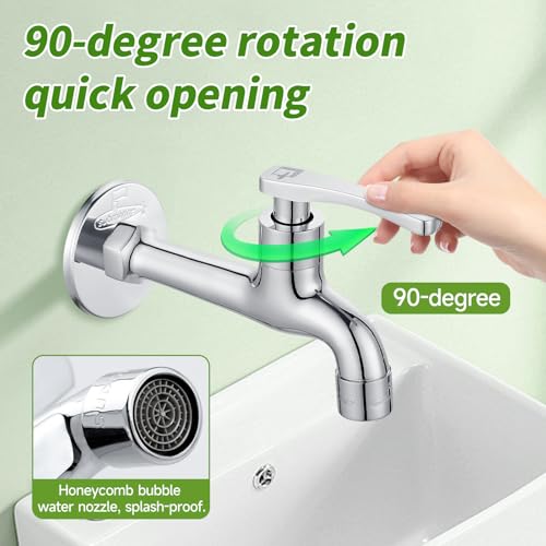SUBMARINE Wall Mounted Balcony Mop Sink Faucet, Chrome Brass Single Handle Cold Faucet, Used for Bathroom Mop Sink, Kitchen Sink, Balcony and Garden