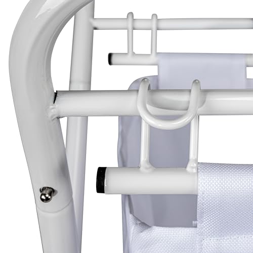 Household Essentials Rolling Laundry Hamper, Heavy Duty Canvas Bag, 2 Load Capacity, Foldable Frame, White Bag with Velcro Fasteners, White - color: White/White