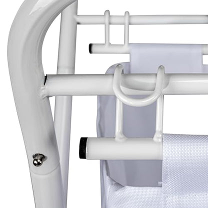 Household Essentials Rolling Laundry Hamper, Heavy Duty Canvas Bag, 2 Load Capacity, Foldable Frame, White Bag with Velcro Fasteners, White - color: White/White