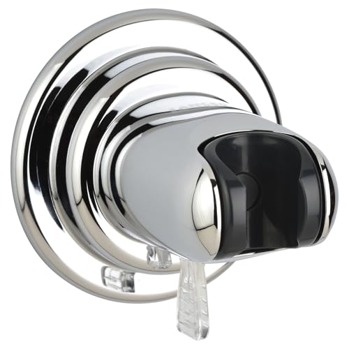 Lancer USA Suction Cup Handheld Shower Head Holder Adhesive Removable Wall Mount Bracket for Bathroom (Chrome) - color: Chrome