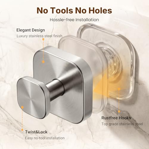 3Pcs Suction Cup Hooks for Bathroom Shower Robe Towel Wreath | Max Load 15Lbs 304 Stainless Steel Reusable Removable Rustproof Work on Smooth Surface Glass No Wall Damage - color: Silver