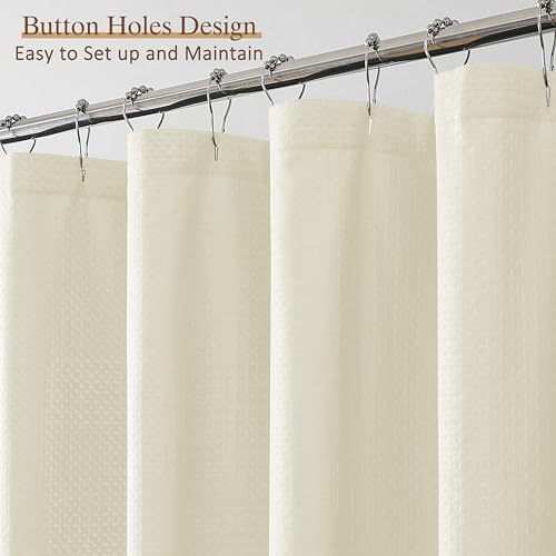 Extra Long Cream Shower Curtain 96 Inch Long 1 Piece, Waffle Embossed Textured Fabric Shower Curtain for Bathroom Large Hotel, Water Resistant, Machine Washable, 72Wx96L Inches - color: Cream, size: 72"W x 96"L (Pack of 1)