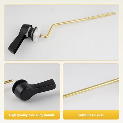 Universal Black Metal Toilet Handle Lever Replacement, Side/Angle Mount | Solid Brass Toilet Flush Handle Compatible with Kohler/American Standard/ TOTO/Gerber, Stainless Steel Chain, Easy to Install - color: Matte Black, style: Side Mount Design