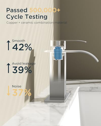 FORIOUS Bathroom Faucet 1 Hole, Waterfall Vanity Sink Faucet Brushed Nickel | Bathroom Sink Faucet 1 or 3 Hole, Square Single Handle with 24" cUPC Supply Line and Pop-up Drain, Fits RV Restroom Basin - color: Stainless Steel