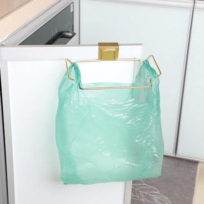 Large Stainless Steel Trash Bag Holder for Kitchen Cabinets Doors and Cupboards, Gold - color: Gold