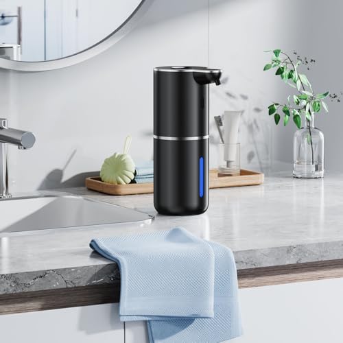 Automatic Foaming Soap Dispenser Touchless, Rechargeable Electric Hand ＆ Dish Soap Dispenser for Bathroom and Kitchen - Smart Digital Display, 6 Adjustable Level, 380ml, Wall Mounted, IPX5 - color: Black, style: Foam