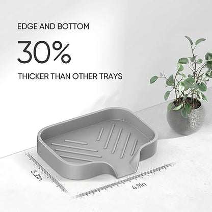 Silicone Soap Holder, 4 Pcs Thickened High-Purity Silicone, Self-Draining Soap Tray for Shower (Gray) - color: Gray