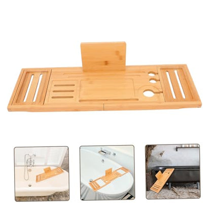 Bamboo Bathtub Tray Expandable Spa Bath Organizer Nonslip Bathroom Tub Holder for Soap Shampoo