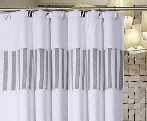 Creative Scents Quilted Mirror Shower Curtain Hooks Decorative | Set of 12 | White Shower Curtain Rings - style: Shower Curtain Hooks