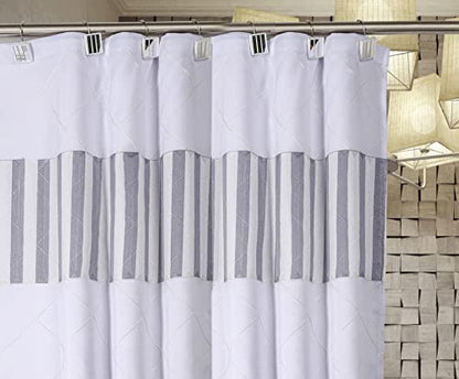 Creative Scents Quilted Mirror Shower Curtain Hooks Decorative | Set of 12 | White Shower Curtain Rings - style: Shower Curtain Hooks