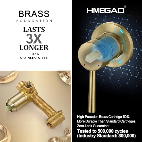 Wall Mount Bathroom Faucet Brushed Gold Bathroom Faucet Bathroom Sink Faucet with Single Handle and Rough in Valve Included - color: Brushed Gold