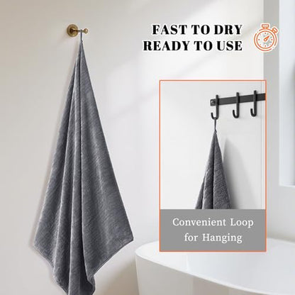 Bath Towels Set of 4 Extra Large 35 x 70 Inches,Luxury Thick High Absorbent Quick Dry Bath Sheet,Ultra Soft Microfiber,Bathroom,Beach,Yoga,Sport,SPA (Grey) - color: Grey, style: 4 Piece Bath Towels