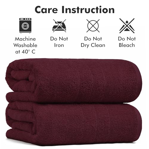 Bath Sheets – 550 GSM Extra Large Bathroom Sheet Set – Pack of 2 Jumbo Towels Burgundy (71x35in) – 100% Ring Spun Cotton Soft Quick Dry Large Bath Towels for Adults Hotel Spa Bathroom Use - color: Burgundy, size: Bath Sheets