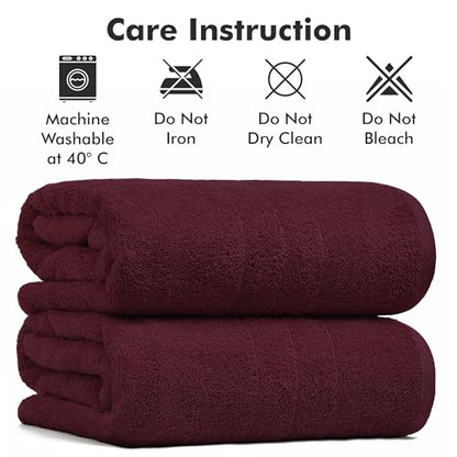 Bath Sheets – 550 GSM Extra Large Bathroom Sheet Set – Pack of 2 Jumbo Towels Burgundy (71x35in) – 100% Ring Spun Cotton Soft Quick Dry Large Bath Towels for Adults Hotel Spa Bathroom Use - color: Burgundy, size: Bath Sheets