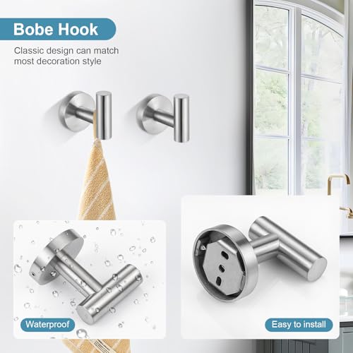 TQKAG Brushed Nickel Bathroom Hardware Set 6-Piece Bathroom Accessory Set 23.6 Inch Round Stainless Steel Towel Bar Set Wall Mounted - color: Brushed Nickel, size: 6-Pieces Set