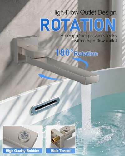 Woindo 4 Function Shower Faucet Set 12" Rain Shower Head/6'' Side Shower Head and 3 Setting Handheld Ceiling Mount Push Button Diverter Complete Rainfall Round Shower System Included Valve Trim Kit - color: Brushed Nickel, style: 4-Function-Ceiling