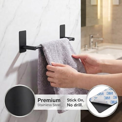 Songtec Adhesive Towel Bar Black 16-Inch, Stick On Bath Towel Rack No Drill, Strong Adhesion Tape Mount Towel Holder, Stainless Steel - Black - color: Black, size: 16-Inch