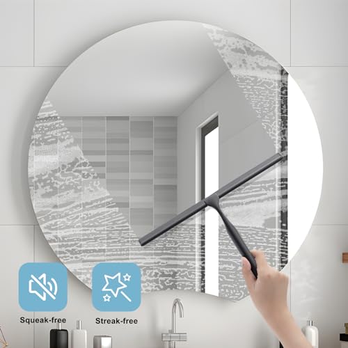 LUXEAR Shower Squeegee, 12-Inch Squeegee for Shower Glass Door, All-Purpose Stainless Steel Squeegee for Bathroom, Shower Doors, Mirrors, Tiles and Car Windows Shower Glass Cleaner with Wall Hanger