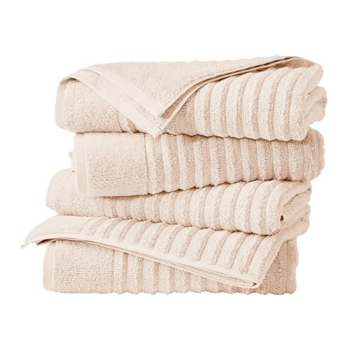 Great Bay Home 4 Pack Bath Towel Set - 100% Cotton Towels - Absorbent & Quick-Dry Towels for Bathroom (Pink Sand) - color: Pink Sand, size: Bath Towel (Pack of 4)