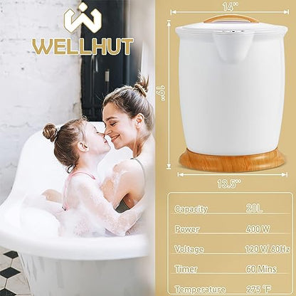 WELLHUT Towel Warmer Bucket Towel Warmers for Bathroom with Fragrance Holder, Luxury Spa Hot Towel Warmer, Towel Heater, Auto Shut Off, Holds Two 40"X70" Oversized Towels, Bathrobes, Blankets - color: White, size: 20 L