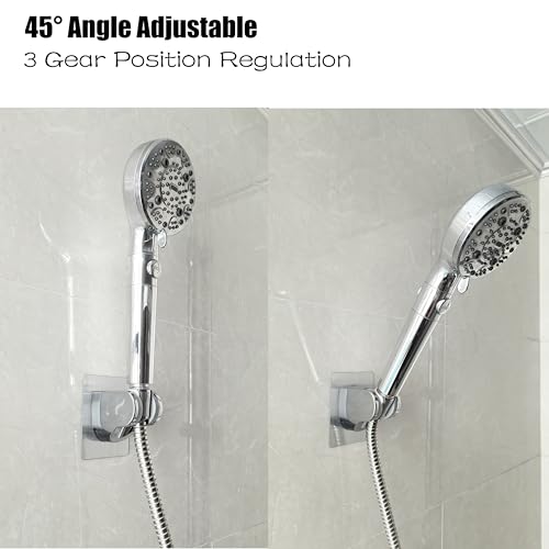 2 Pack Strong Adhesive and Waterproof Shower Head Holder, Adjustable Handheld Shower Holder Wall Mount Shower Bracket - style: Silver and Gray - 2 Pack